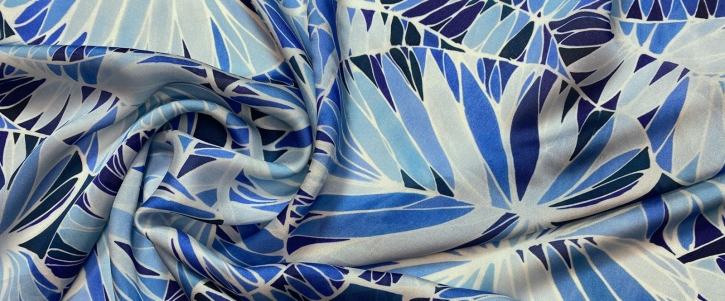 Silk satin - leaf print