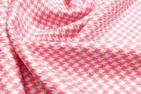 Virgin wool - houndstooth, pink-offwhite